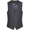 Gilet Tweed Homme, 5 boutons, Poches Passepoilées, Anthracite à chevrons