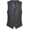 Gilet Tweed Homme, Poches Passepoilées, Anthracite et Rose à carreau