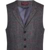 Gilet Tweed Homme, Poches Passepoilées, Anthracite et Rose à carreau