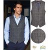 Gilet Tweed Homme, Poches Passepoilées, Gris et Marron à carreau