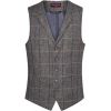 Gilet Tweed Homme, Poches Passepoilées, Gris et Marron à carreau