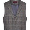 Gilet Tweed Homme, Poches Passepoilées, Gris et Marron à carreau