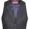 Gilet Tweed Femme, 2 poches avant passepoilées, Anthracite à chevrons