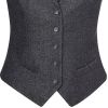 Gilet Tweed Femme, 2 poches avant passepoilées, Anthracite à chevrons