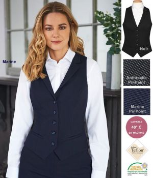 Gilet de Tailleur Femme, Revers, 5 boutons, Lavable en machine