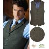 Gilet Tweed Homme, Poches Passepoilées, Vert et Bleu à carreau