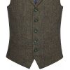 Gilet Tweed Homme, Poches Passepoilées, Vert et Bleu à carreau