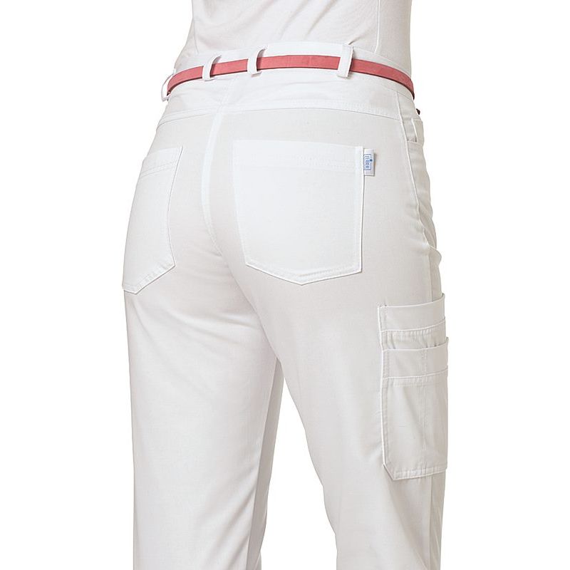 KAERE Pantalon Femme - Bord au bas des jambes Taille courte avec poches  latérales blanc