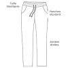 Pantalon Femme confort taille élastiquée, tissu léger, jambes droite