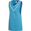 Blouse Chasuble, Col V, Turquoise et Blanc