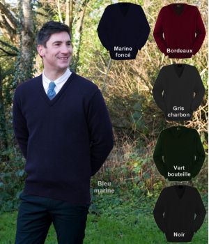 Pull Homme, Col V, 100% Acrylique, Taille XS.