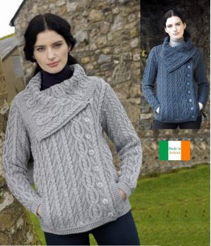 Veste Irlandaise pour Femme, Taille S, Gris.
