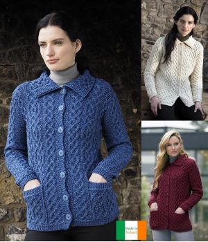 Cardigan Irlandais pour Femme, 100% Laine Mérinos extra douce