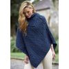 Poncho Irlandais, Cape avec Col et boutons, Bleu Mallard