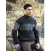 Pullover Irlandais Homme, Design Celtique sur poitrine et manches, Charbon