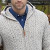 Veste Irlandaise pour Homme, Avec capuche, Beige chiné