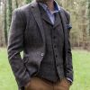 Veste de costume Homme Harris Tweed, pure laine vierge ,coupe ajustée 2 boutons