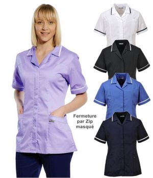 Blouse Femme, Fermeture à glissière sous patte, Stylée et Professionnelle