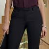 Pantalon Femme, Coupe slim, Noir, Polyester et Laine