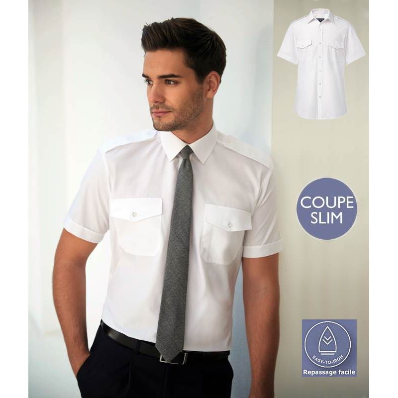 Chemise Homme Blanche, Manches Courtes, Comfort Fit, Coupe Confortable