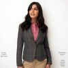 Veste en Tweed pour Femme, Coupe Slim, Gris et Marron à carreau