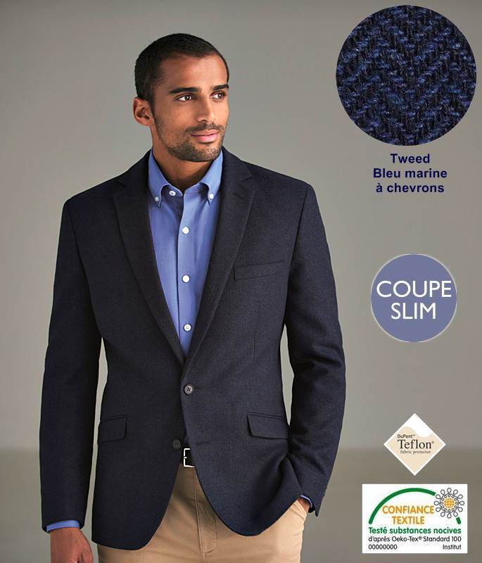 manteau tweed bleu