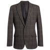 Veste en Tweed pour Homme, Coupe Slim, Gris et Marron à carreau