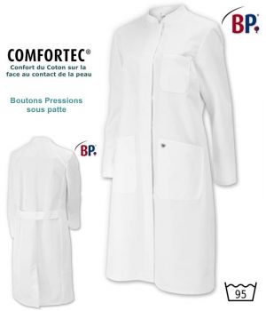 Blouse Blanche Femme manches longues, Tissu Confort polyester coton