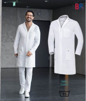 Blouse de Médecin Homme, Col V, Empiècements Extensibles, Coton