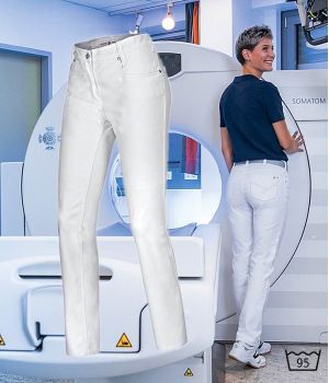 Pantalon blanc Jeans femme, 5 poches, Coupe seyante, Liberté de mouvement