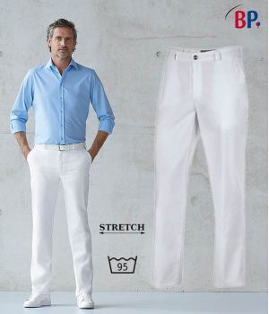 Pantalon Blanc Homme, Confort Stretch, Polyester Coton