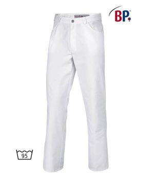 Pantalon Blanc Homme et Femme, Coupe Jean, Polyester Coton