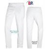 Pantalon Blanc Femme et Homme Polyester Coton, Taille Elastiquée