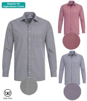 Chemise manches longues, Col New Kent, chic et mode, carreaux Vichy