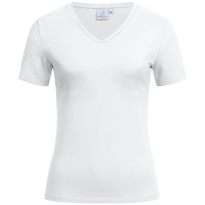 Jean Pascale T-shirt col en V blanc cass\u00e9 style d\u00e9contract\u00e9 Mode Hauts T-shirt col en V 