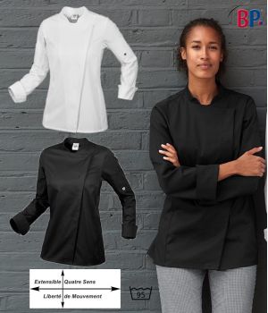 Veste Chef Femme, Tissu Extensible Liberté de Mouvement