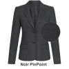 Veste Blazer Femme, 2 boutons, Revers à pointe et col, Noir PinPoint