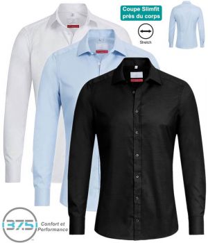 Chemise Homme Manches Longues, Col Kent, Stretch, Confort et Performance