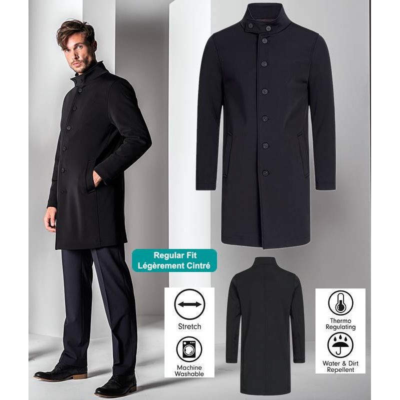 Manteau Softshell Homme, Noir, Col relevé, Très chic, 2 Manteau Softshell Homme, Noir, Col relevé, Très chic, 2
