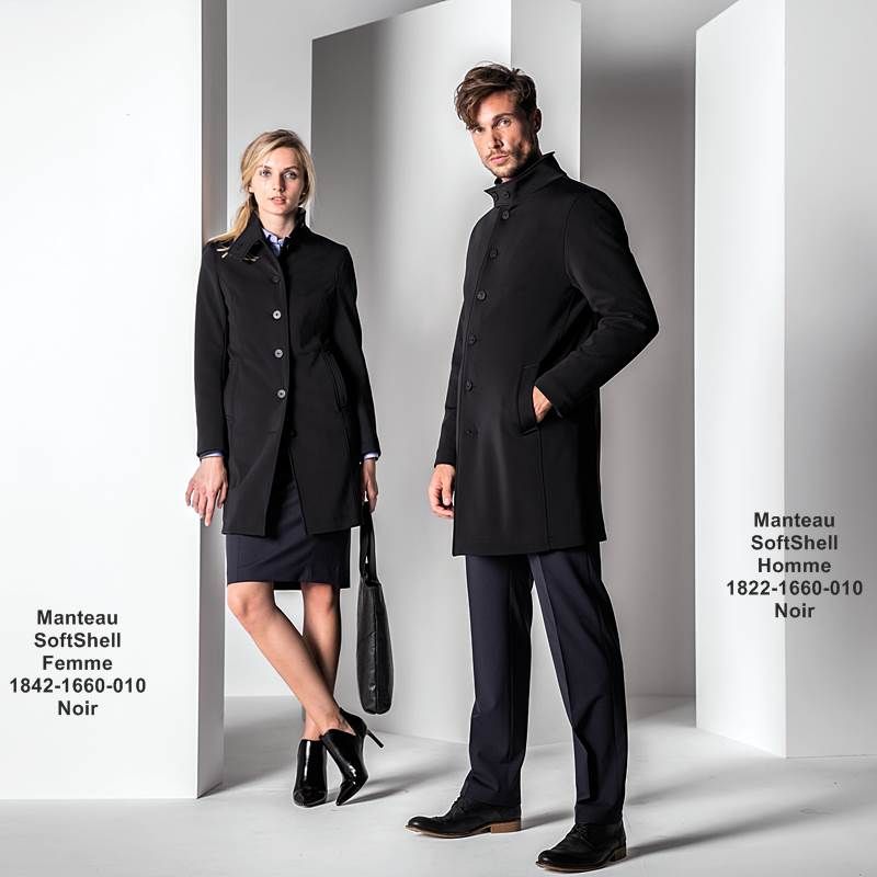 Manteau Softshell Homme, Noir, Col relevé, Très chic, 2 Manteau Softshell Homme, Noir, Col relevé, Très chic, 2