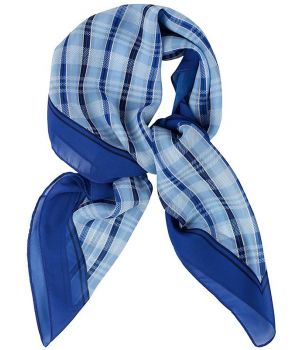 Foulard Carré Femme Carreaux Bleu, Lavable en machine