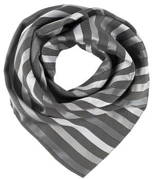 Foulard carré Femme, Rayures Gris argent, Lavable en machine