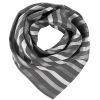 Foulard carré Femme, Rayures Gris argent, Lavable en machine