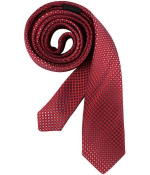 Cravate étroite Slim Line, Couleur Rouge et Gris à carreaux, lavable