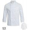 Veste de Cuisine Blanche, Manches Longues, PolyCoton, Poche poitrine