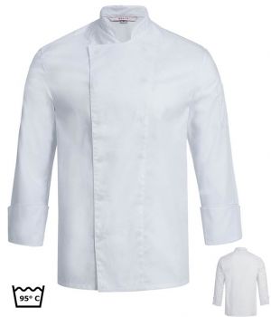 Veste de Cuisine Blanche, Boutons Pression masqués, Manches Longues