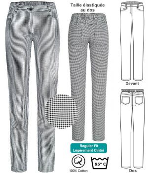 BlancCoton Femme Cuisine Pantalon Et Noir ServicePepita De xBQreEdCWo