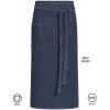 Tablier bistro style Jeans Bleu Denim, coutures contrastées et rivets, Coton Stretch