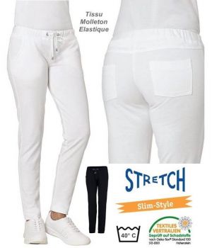 Pantalon Femme, Tissu Molleton Stretch, Taille élastique