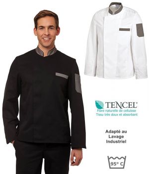Veste de Cuisine, Manches Longues, Tencel™ Confort et Polyester, Pression